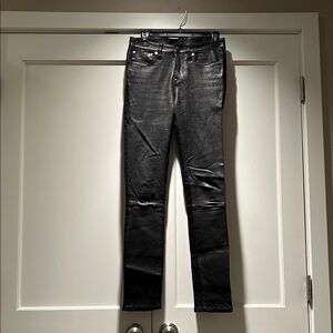 Helmut Lang Women’s Leather Front  Black Jeans